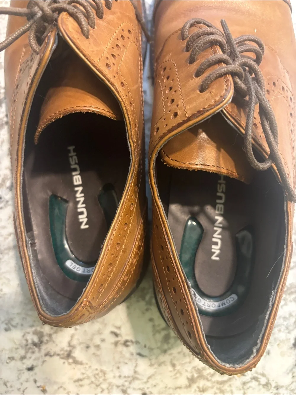 Nunn Bush Men's Cognac Tan Leather Wingtip Derbys